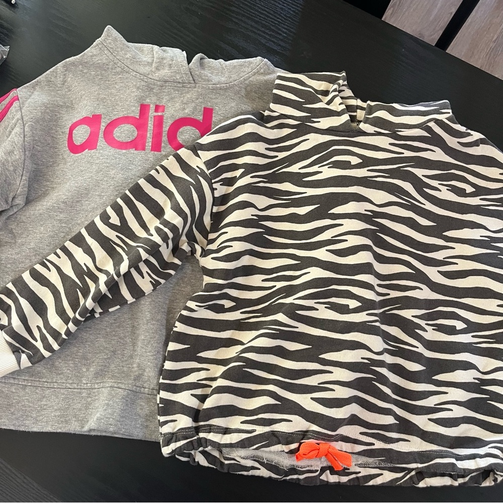 Adidas Gray and Zebra Print Kids Sweatshirts